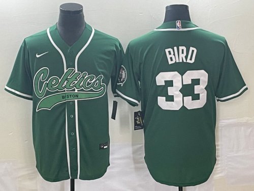 Maillot de Basket #33 Bird Boston Celtics baseball Vert